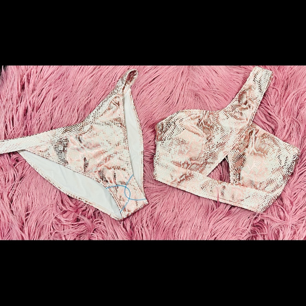 NEW ASOS Metallic Snake One-Shoulder Cutout Bikini - Picture 11 of 11